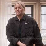 Leighton’s black Nike jacket on The Sex Lives of College Girls