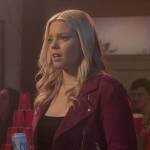 Leighton’s magenta pink suede jacket on The Sex Lives of College Girls