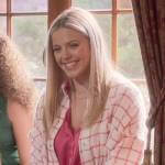 Leighton’s pink checked shirt jacket on The Sex Lives of College Girls