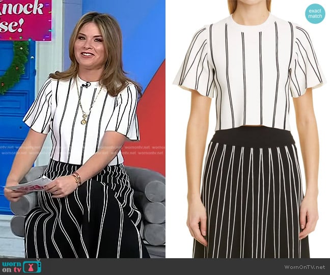 Lela Rose Linear Stripe Knit Top worn by Jenna Bush Hager on Today