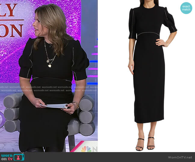 Lela Rose Metal Bead-Embellished Midi-Dress worn by Jenna Bush Hager on Today