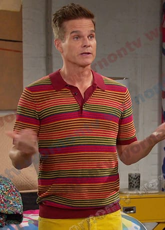Leo’s multicolor striped polo shirt on Days of our Lives