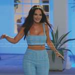 Lisa’s blue plaid cropped top and pants on The Real Housewives of Salt Lake City