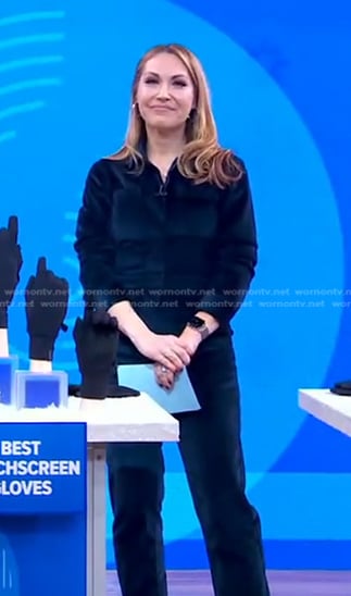 Lori’s navy corduroy jumpsuit on Good Morning America