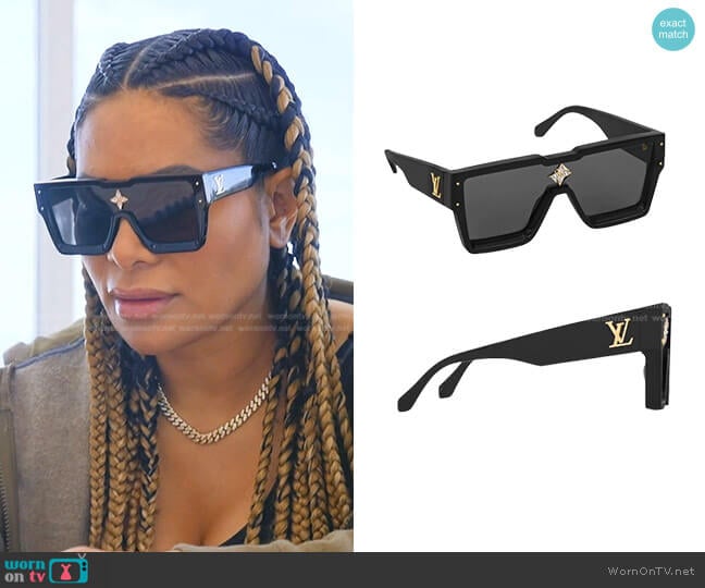 Louis Vuitton Cyclone sunglasses worn by Jen Shah on The Real Housewives of Salt Lake City