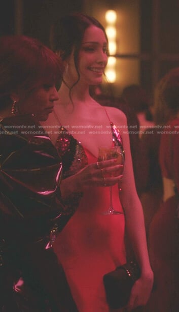 Luna’s red sequin paneled dress on Gossip Girl