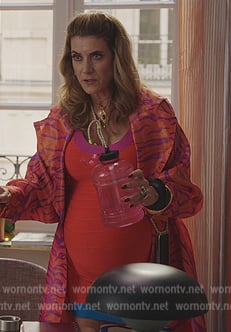 Madeline’s orange zebra stripe jacket on Emily in Paris