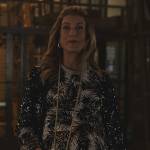 Madeline’s embellished palm print dress on Emily in Paris