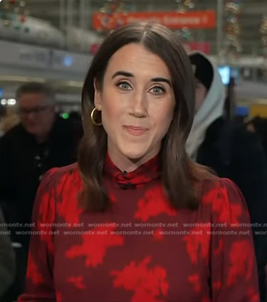 Maggie Vespa’s red floral mock neck top on Today