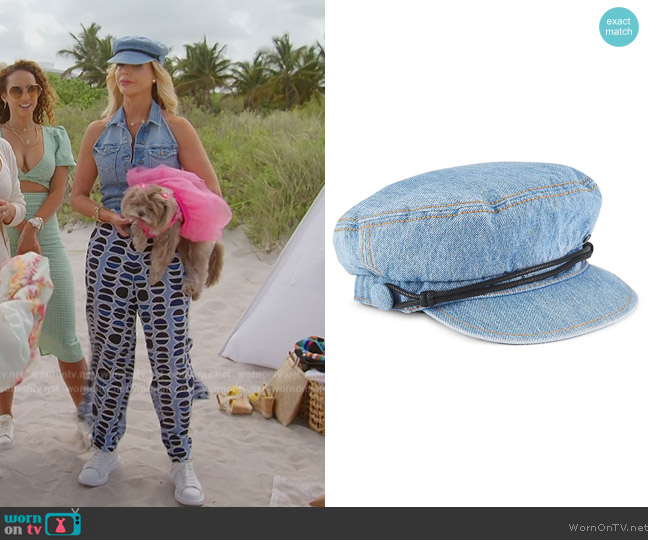 Maison Michel Stone Washed Denim New Abby Sailor Cap worn by Alexia Echevarria (Alexia Echevarria) on The Real Housewives of Miami