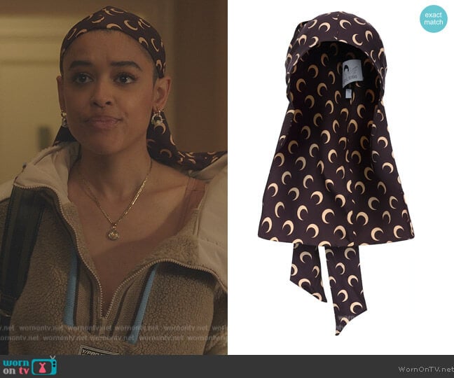 Marine Serre x AWGE All Over Moon Print Durag worn by Julien Calloway (Jordan Alexander) on Gossip Girl