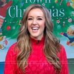 Megan Alexander’s red mock neck dress on Good Morning America