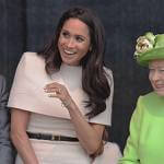 Meghan Markle’s beige cape dress on Harry and Meghan