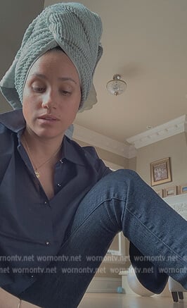 Meghan Markle’s blue button down blouse on Harry and Meghan