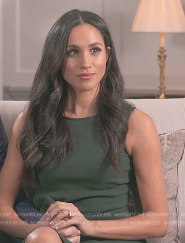 Meghan Markle’s green bow side dress on Harry and Meghan