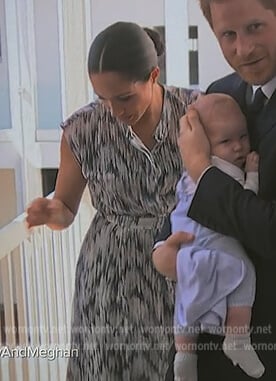Meghan Markle’s abstract print shirt dress on Harry and Meghan