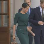 Meghan’s green pencil skirt on Harry and Meghan