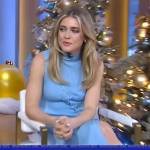 Melissa Roxburgh’s blue lace-up dress on Good Morning America