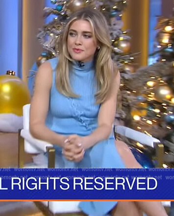 Melissa Roxburgh’s blue lace-up dress on Good Morning America