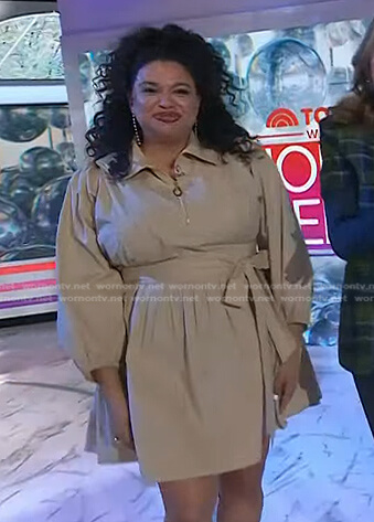 Michelle Buteau’s beige half-zip mini dress on Today