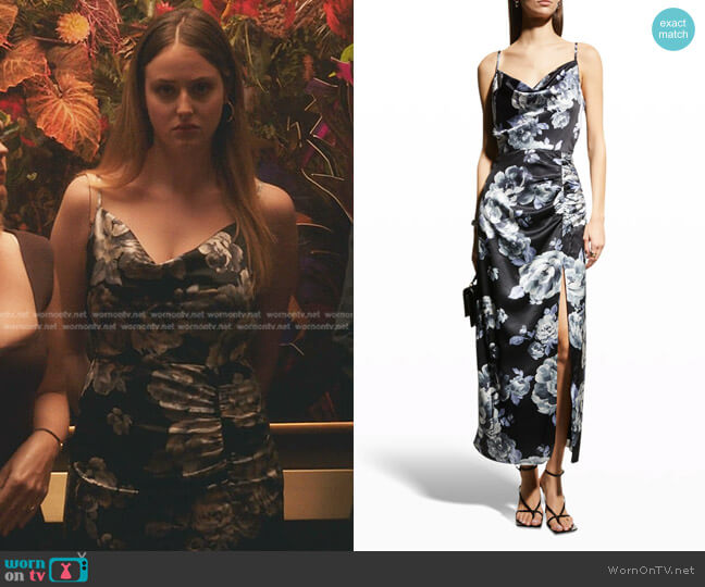 Milly Lillianna Winter Floral Satin Dress worn by  Grace Byron (Anna Van Patten) on Gossip Girl