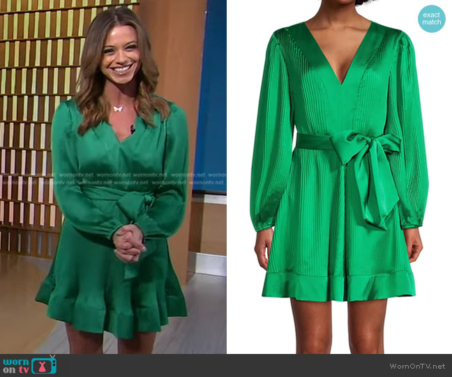 Milly Liv Satin Pleated Bow Minidress worn by Cheryl Scott on Good Morning America