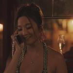 Mindy’s rhinestone embellished top on Emily in Paris