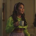 Mindy’s cropped lime green hoodie on Emily in Paris