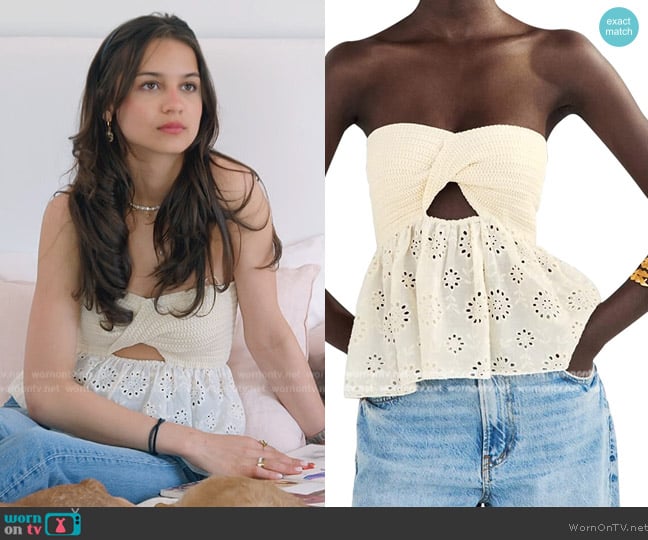 Missactiver Twist Knit Knit Embroidery Top