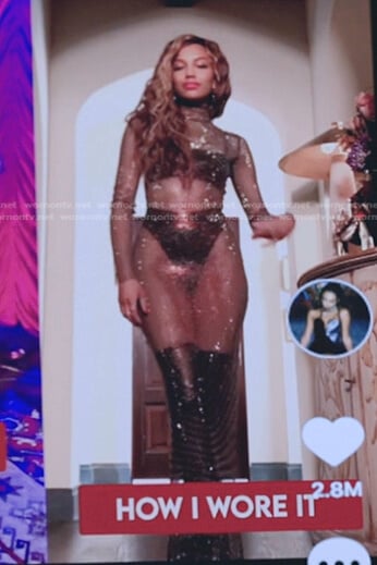 Monet’s crystal mesh dress on Gossip Girl