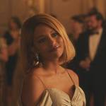Monet’s off-shoulder lace panel dress on Gossip Girl