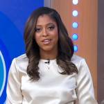 Morgan Norwood’s white silk blouse on Good Morning America