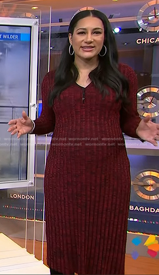 Morgan’s red ribbed space dye dress on NBC News Daily