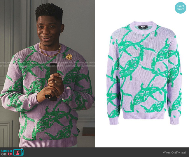 MSGM Ribbed-Knit Cotton Jumper worn by Julien (Samuel Arnold) on Emily in Paris