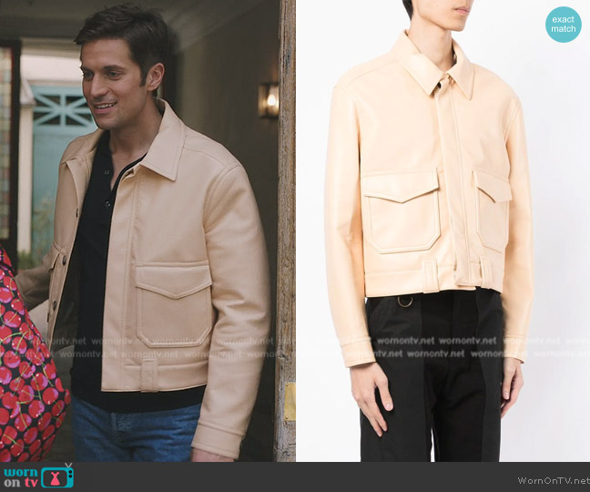 Nanushka Ruben regenerated leather jacket worn by (Lucas Bravo) on Emily in Paris