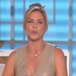 Natalie’s beige v-neck leather dress on The Talk