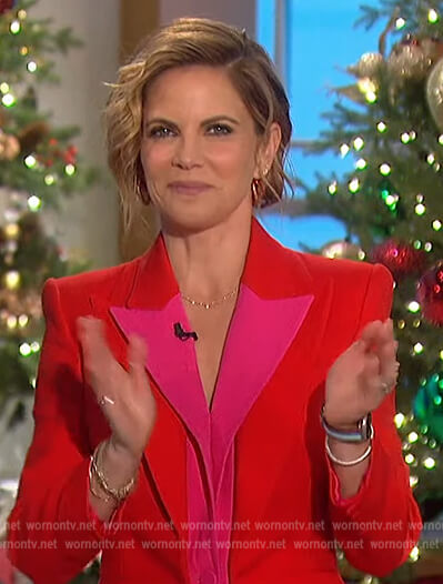 Natalie’s red layered blazer on The Talk