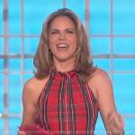 Natalie’s red plaid ruffle mini dress on The Talk
