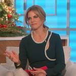 Natalie’s green embellished trim cutout dress on The Talk