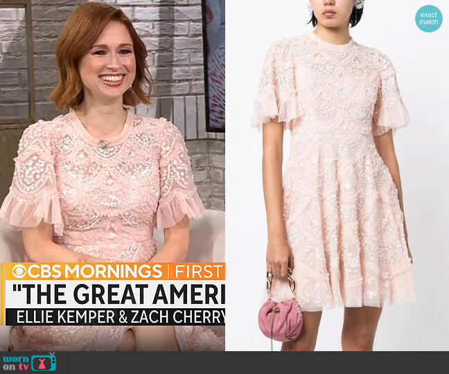 Needle & Thread Carmen Dress worn by Ellie Kemper on CBS Mornings