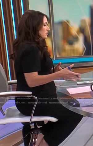 Nikki Battiste’s black tie neck jumpsuit on CBS Mornings