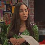 Nikki’s green star print dress on Ravens Home