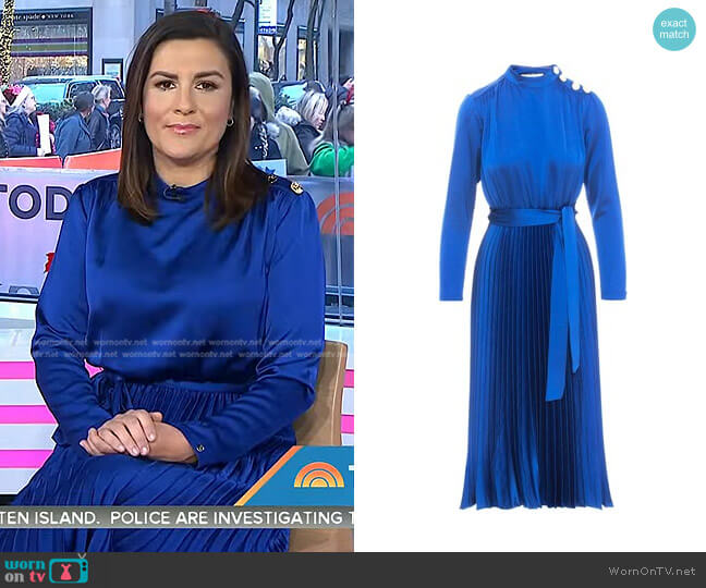 Nissa Pleated Viscose Midi Dress worn by Kate Andersen Brower on Today