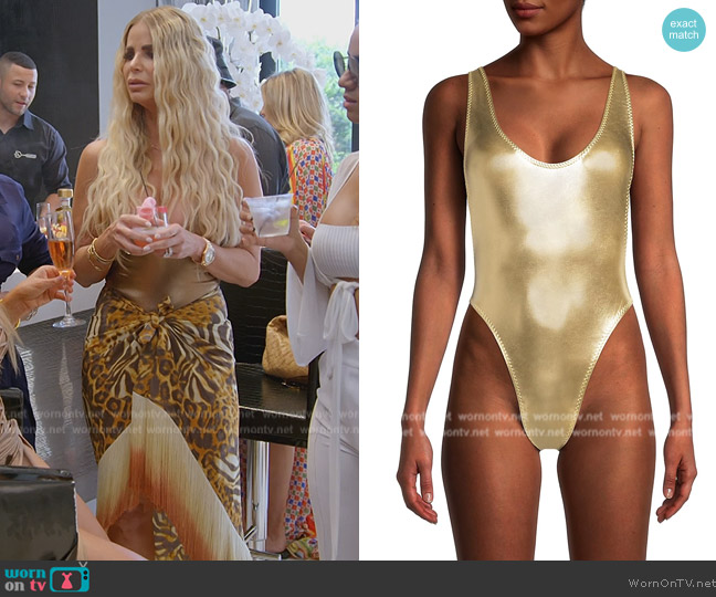 Norma Kamali Marissa Metallic One Piece Swimsuit worn by Alexia Echevarria (Alexia Echevarria) on The Real Housewives of Miami