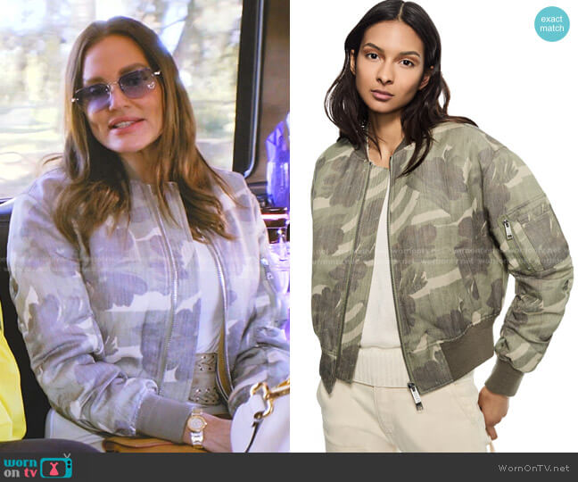 On This Day Ruched-Sleeve Floral Camo Blouson Jacket worn by Meredith Marks on The Real Housewives of Salt Lake City