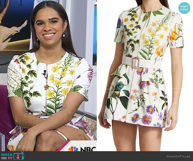 Oscar de la Renta Floral Cotton Twill Zip-Up Dress worn by Misty Copeland on Today