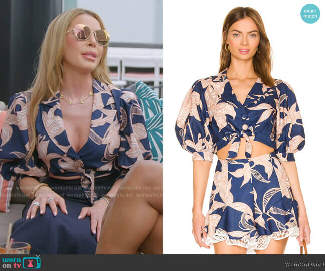 PatBO Stargazer Tie Front Top worn by Lisa Hochstein (Lisa Hochstein) on The Real Housewives of Miami