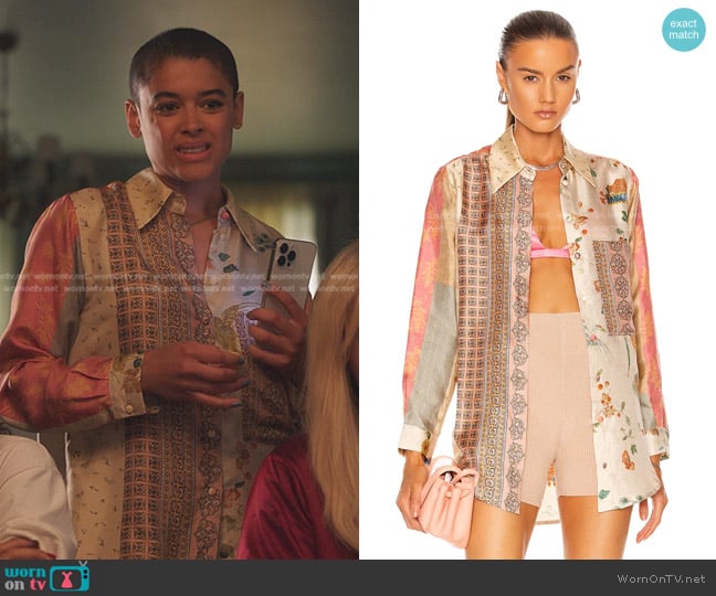 Pierre-Louis Mascia Long Sleeve Button Down Shirt worn by Julien Calloway (Jordan Alexander) on Gossip Girl