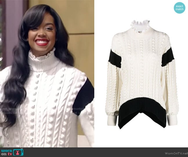 Ports 1961 Two-tone Knit Jumper worn by Gabriella Wilson on Live with Kelly and Mark