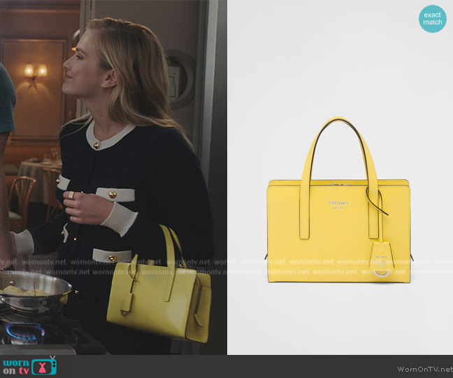 Prada Re-edition 1995 Brushed-leather Mini Handbag worn by Camille (Camille Razat) on Emily in Paris